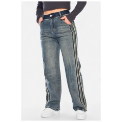 Джинсы женские прямые синего цвета 190927L