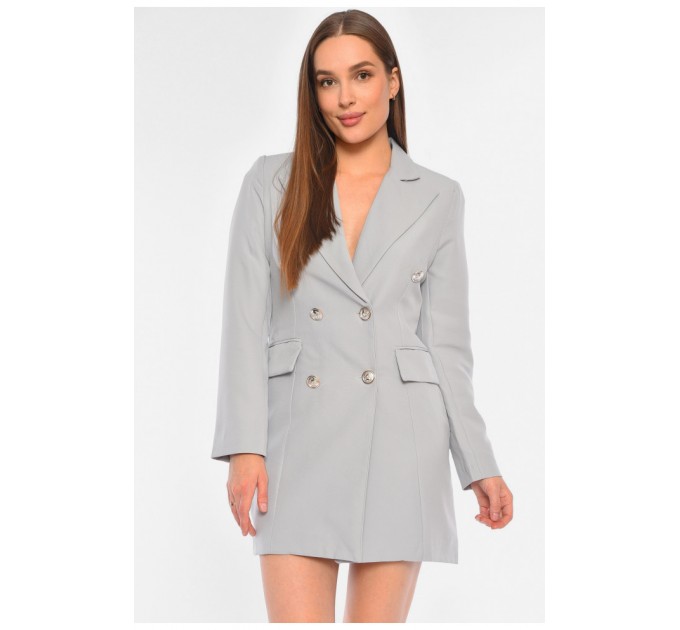 Платье-пиджак женское однотонное светло-серого цвета 191004L
