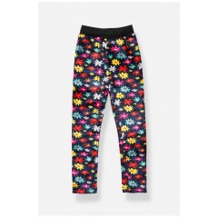 Лосини дитячі велюрові для дівчинки з начісом темно-синього кольору 191081L