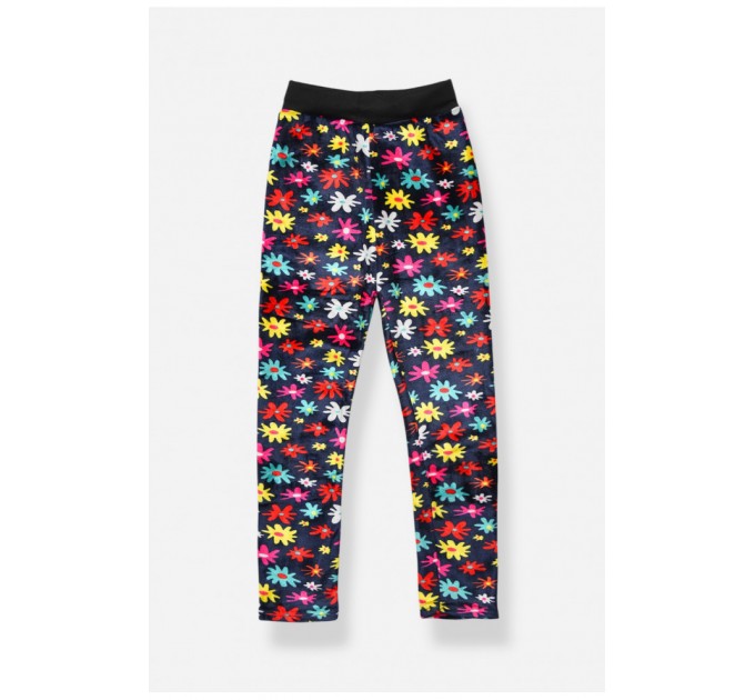 Лосини дитячі велюрові для дівчинки з начісом темно-синього кольору 191081L