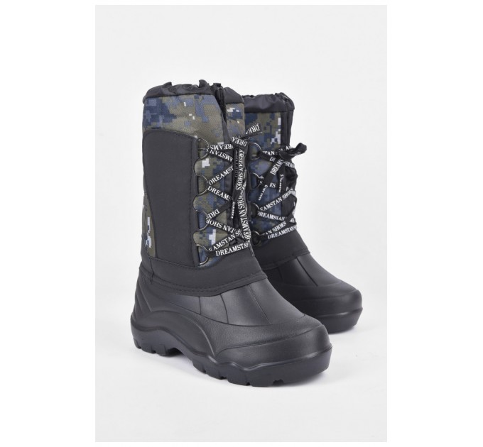 Дутики чоловічі піна на овчині піксель чорного кольору 191700L