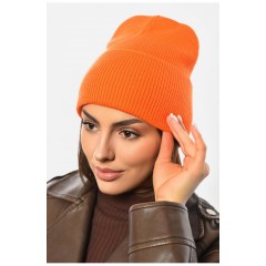 Шапка женская демисезонная оранжевого цвета 191908L