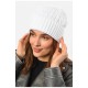 Женская шапка зимняя на флисе однотонная белого цвета 192002L