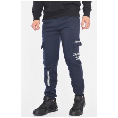 Спортивні штани чоловічі на флісі темно-синього кольору 192147L