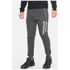 Спортивні штани чоловічі на флісі темно-сірого кольору 192538L