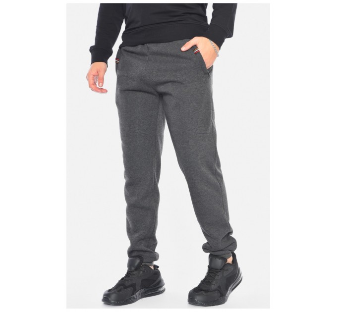 Спортивні штани чоловічі на флісі темно-сірого кольору 192589L