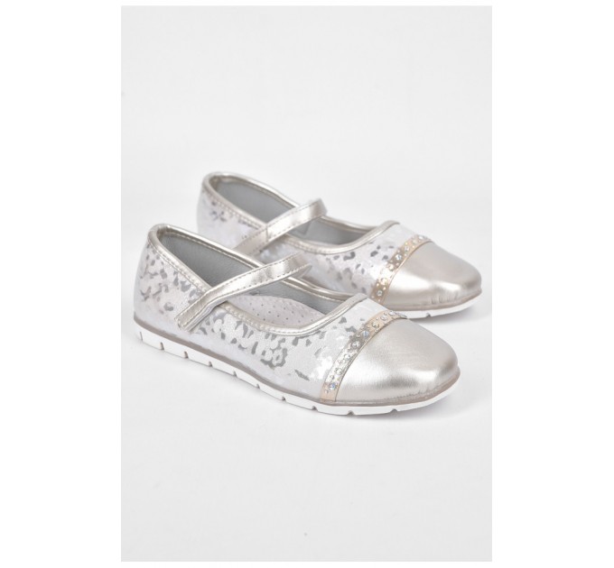 Балетки для девочки серебристого цвета 192610L