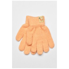 Рукавички дитячі з начісом однотонні персикового кольору 192693L
