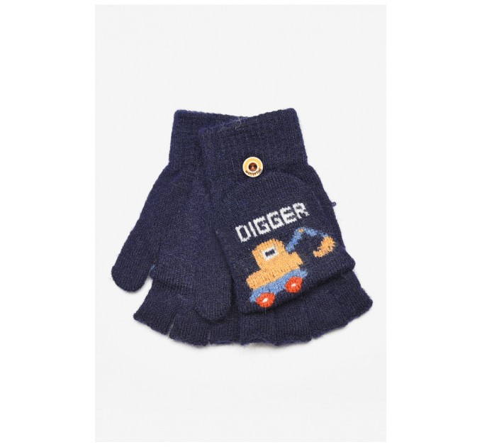 Рукавички дитячі демісезонні темно-синього кольору з малюнком 192721L