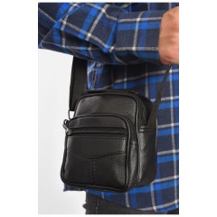 Сумка чоловіча через плече з екошкіри чорного кольору 192832L