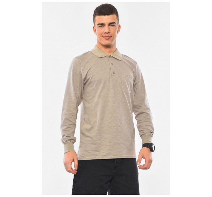 Кофта поло мужская полубатальная бежевого цвета 193067L.