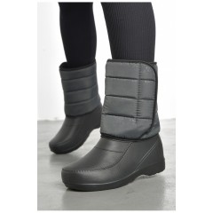 Дутики женские на меху черно-серого цвета 193173L