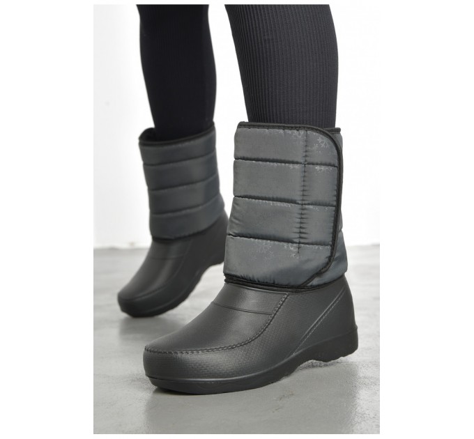 Дутики женские на меху черно-серого цвета 193173L