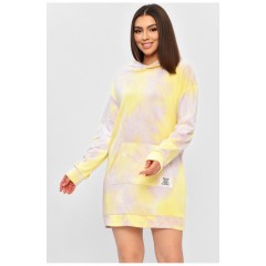 Туніка-худі жіноча жовтого кольору з принтом 193301L Туніка-худі жіноча жовтого кольору з принтом 193301L