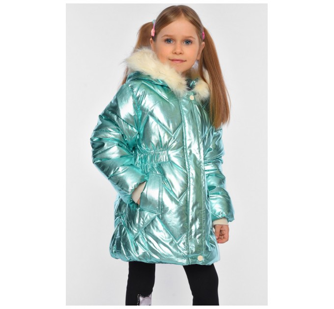 Куртка детская для девочки еврозима на искусственном меху мятного цвета 193355L