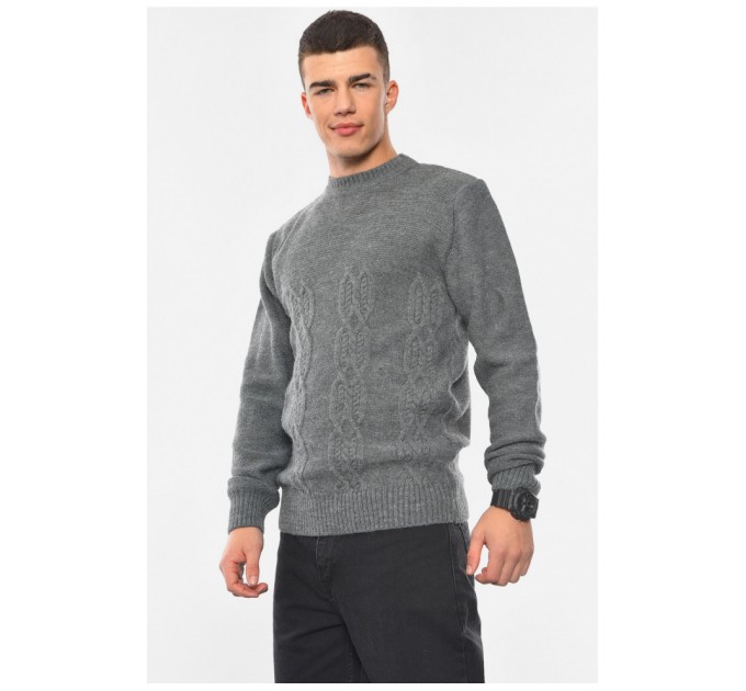 Светр чоловічий однотонний сірого кольору 193387L