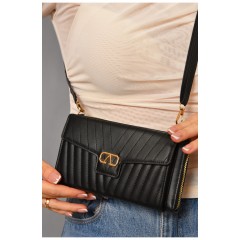 Клатч жіночий з екошкіри чорного кольору 193578L