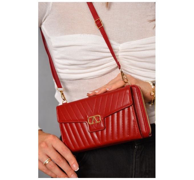 Женский клатч из экокожи красного цвета 193580L