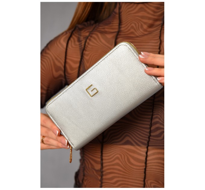 Гаманець жіночий з екошкіри сірого кольору 193600L