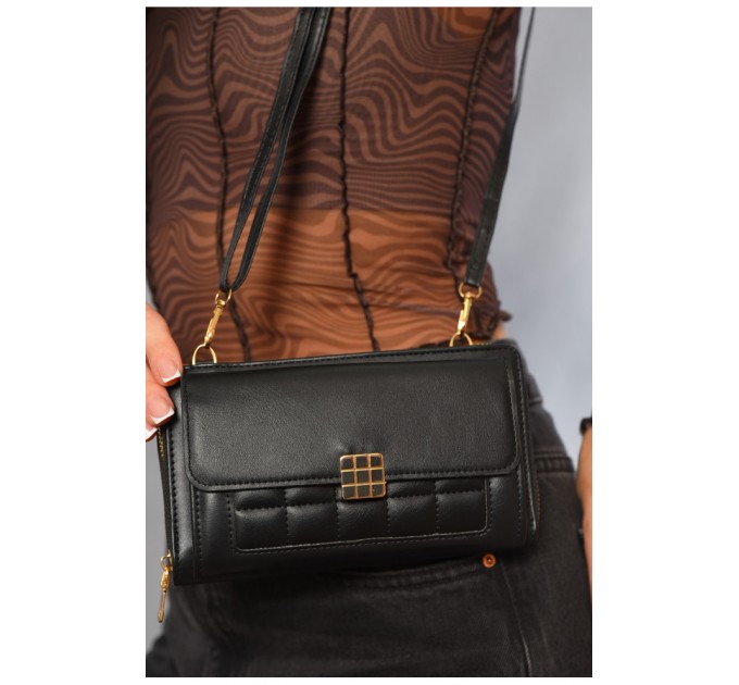 Клатч жіночий з екошкіри чорного кольору 193632L