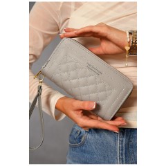 Гаманець жіночий з екошкіри сірого кольору 193654L