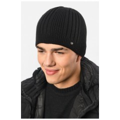 Шапка чоловіча на флісі чорного кольору 193752L Шапка чоловіча на флісі чорного кольору 193752L