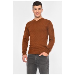 Свитер мужской однотонный коричневого цвета 194034L