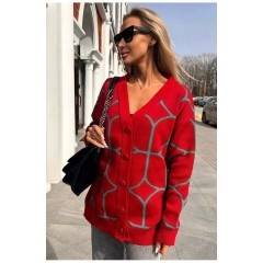 Кардиган женский красного цвета 194422L Кардиган женский красного цвета 194422L