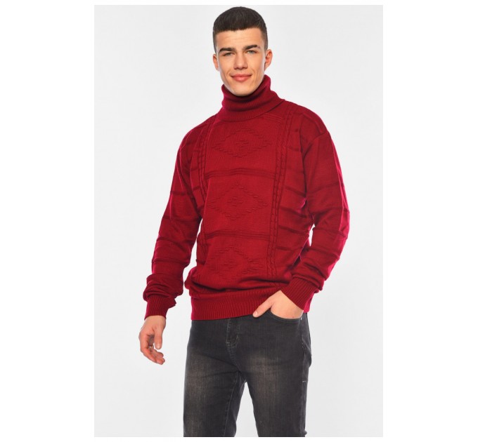 Светр чоловічий однотонний бордового кольору 194458L