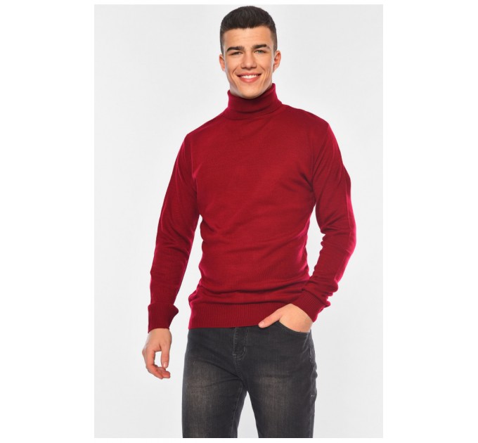 Свитер мужской однотонный бордового цвета 194490L
