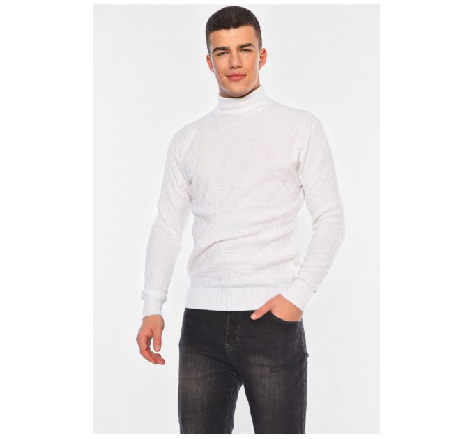 Свитер мужской однотонный белого цвета 194493L