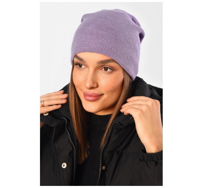 Шапка женская демисезонная лилового цвета 194579L