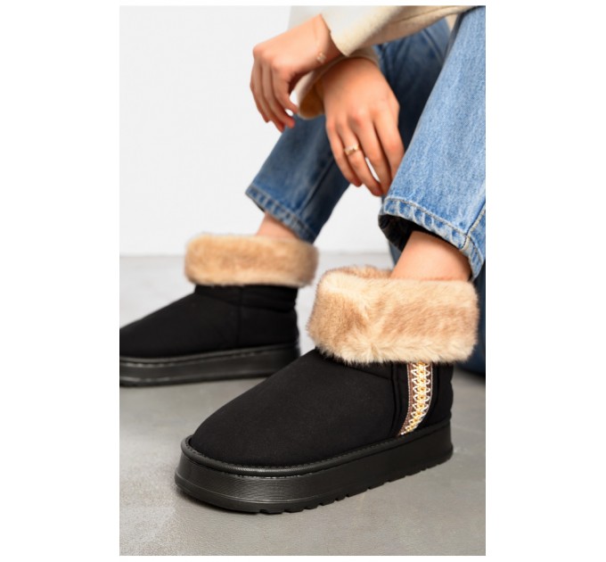 Угги женские на меху черного цвета 194713L