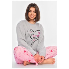 Жіноча піжама на байці сірого кольору 194759L