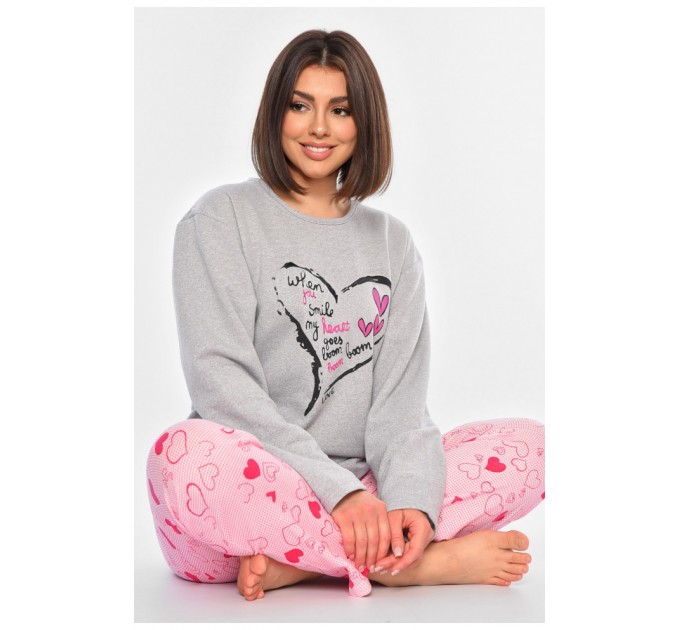 Жіноча піжама на байці сірого кольору 194759L