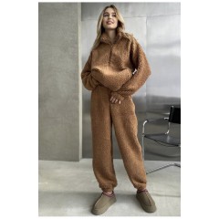 Спортивний костюм жіночий тедді коричнивого кольору 194810L