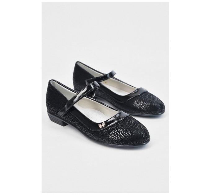 Туфлі для дівчинки чорного кольору на ліпучці 194955L