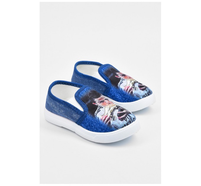 Мокасины детские синего цвета без застежки 195108L