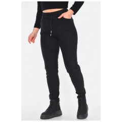 Джинси жіночі утеплені чорного кольору 195187L
