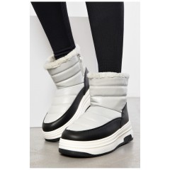 Дутики женские на меху серого цвета 195193L