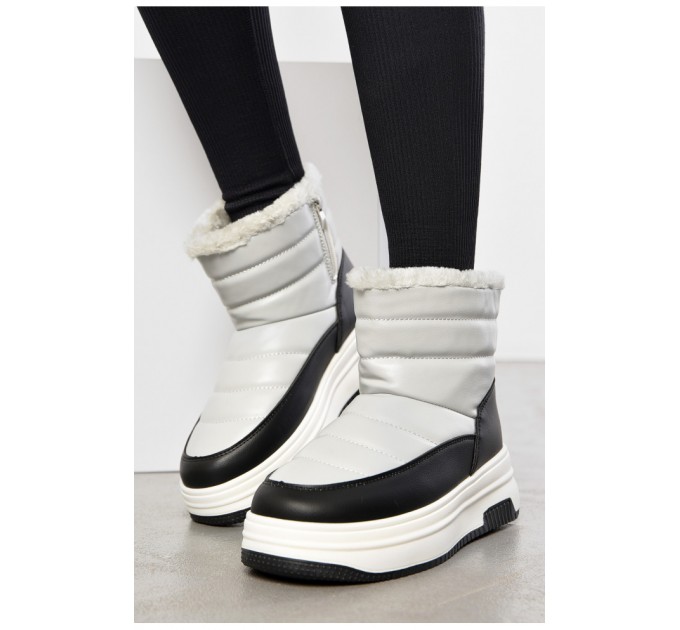 Дутики женские на меху серого цвета 195193L