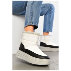 Дутики женские на меху черно-белого цвета 195194L