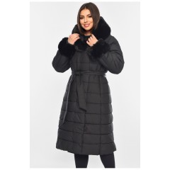 Куртка женская еврозима с мехом черного цвета 195316L