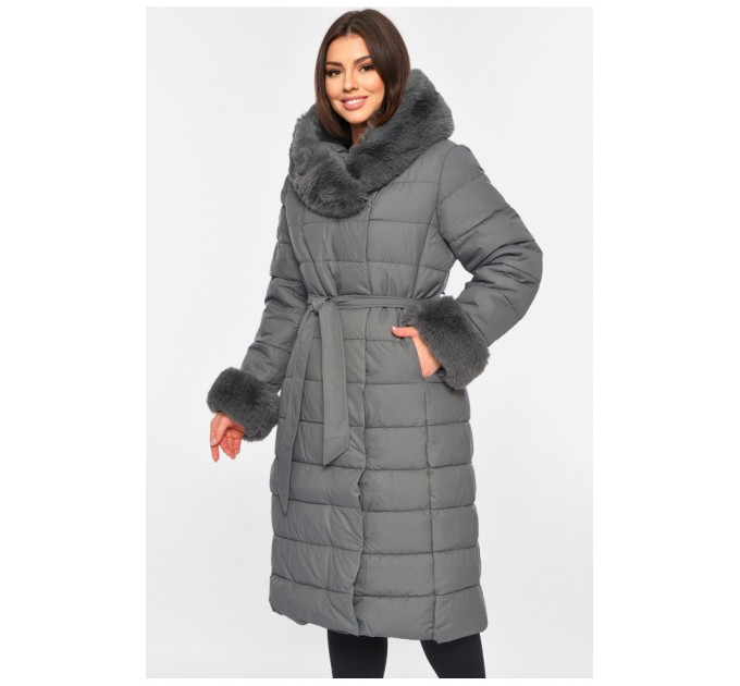 Куртка женская еврозима с мехом серого цвета 195334L