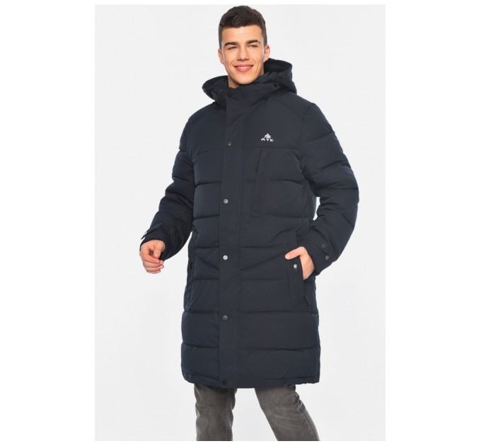 Мужская куртка удлиненная еврозима темно-синего цвета 195771L