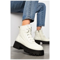 Черевики жіночі зимові на хурті білого кольору 195817L Черевики жіночі зимові на хурті білого кольору 195817L