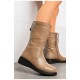 Чоботи жіночі зимові на блискавці темно-бежевого кольору 195822L
