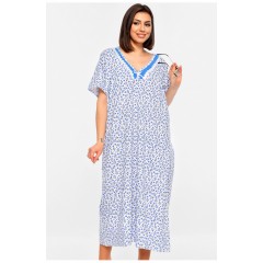 Нічна сорочка жіноча батальна білого кольору з принтом 195856L