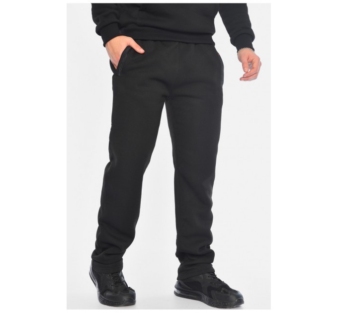Спортивні штани чоловічі на флісі чорного кольору 196052L