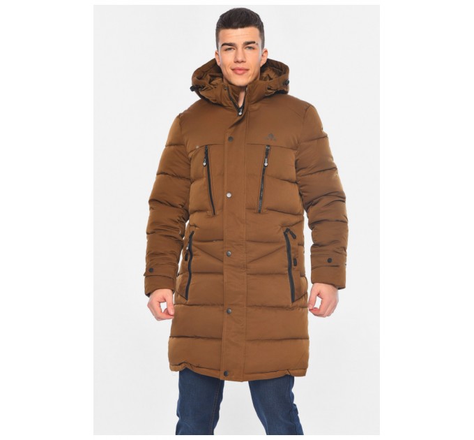 Куртка чоловіча подовжена єврозима коричневого кольору 196063L